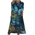 thumbnail image 2 of Robes d'Été Grande Taille pour Femmes 2024 Décontractées à Manches Courtes à Col en V Robe Imprimée Robe Ample Économisez jusqu'à 65 % de Rabais!, 2 of 5