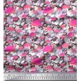 thumbnail image 1 of Soimoi Poly Georgette Fabric Camouflage Texture & Flamingo Bird Printed Fabric 1 Yard 52 Inch Wide, 1 of 3