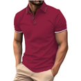 thumbnail image 4 of Birdeem Mode Hommes Décontracté Ajusté Col Rabattu Couleur Unie Manches Courtes T-Shirt Hauts Blouse, 4 of 9