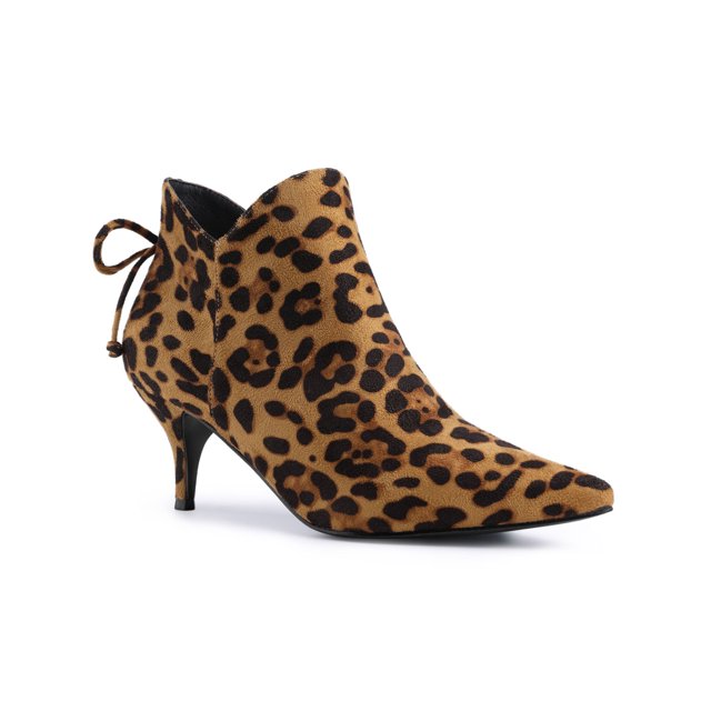 Unique Bargains Bottines à Talon Chaton à Bout Pointu pour Femmes