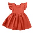 thumbnail image 1 of FAIWAD Robe pour Tout-Petit Fille Bébé Coton Lin à Volants Sans Manches Robes Enfants Dos Nœud Robe d'Été, 1 of 7