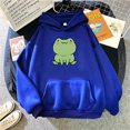 thumbnail image 2 of cllios Womens Cute Cartoon Frog Print Hoodies Long Sleeve Pullover Drawstring Hooded Sweatshirts, 2 of 3