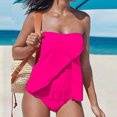 thumbnail image 2 of Penkiiy Womens Two Piece Bathing Suits Strapless Tankini Top Ruffle Design Swimsuit with Bottoms Swimwear S Hot Pink, 2 of 9