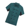 thumbnail image 2 of Chef Coat Short Sleeve with Buttons Pockets Cook Jacket Chic Cooking Work Wear Uniform Costume for Restaurant Hotel Cafe Kitchen Dark Green XXL, 2 of 6