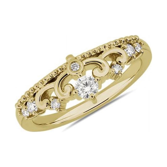 0,15 Ct P.t. Forme Ronde Diamond Naturel Dernier Design Alliance Éternité pour Femmes Or Jaune Massif 18K Taille 8