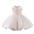 thumbnail image 1 of FhsagQ Robes pour Filles Robe de Fête Surdimensionnée à Nœud pour Filles Robe Tutu de Demoiselle d'Honneur pour Mariages Fillette Printemps Robes du 7 Juillet Or Rose 120, 1 of 8