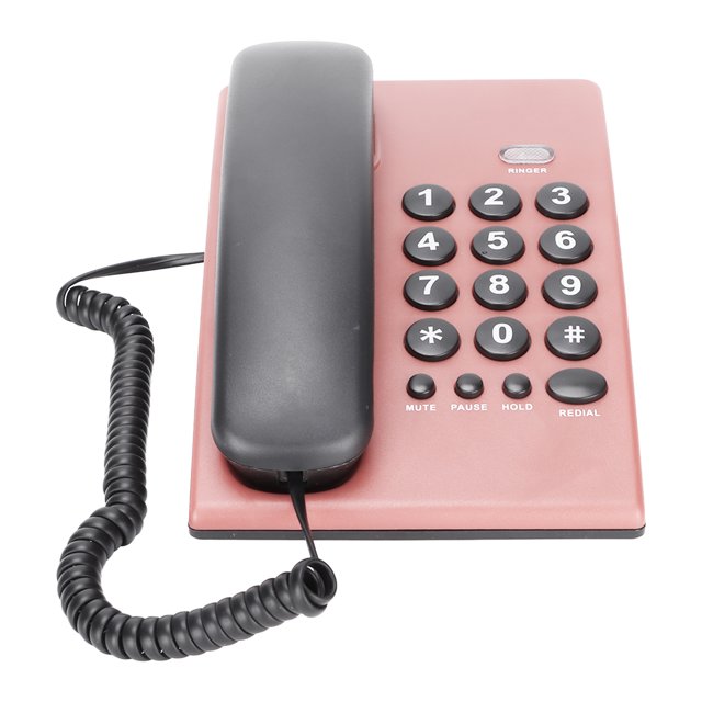 Multi Functional Landline, Wearable Button Corded Telephone Last Number Pauseable For Office For Home Red,Pink,Blue,Orange,Rose Red