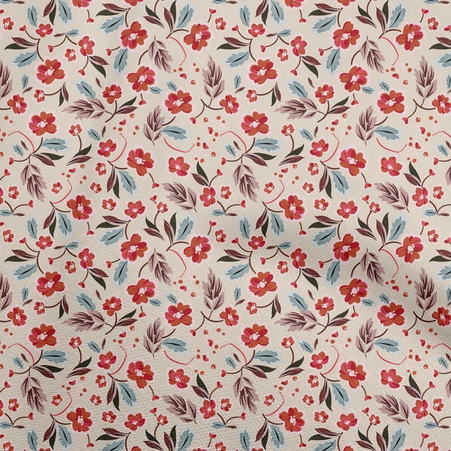 oneOone Rayon Red Fabric Floral Sewing Craft Projects Fabric Prints By Yard 56 Inch Wide
