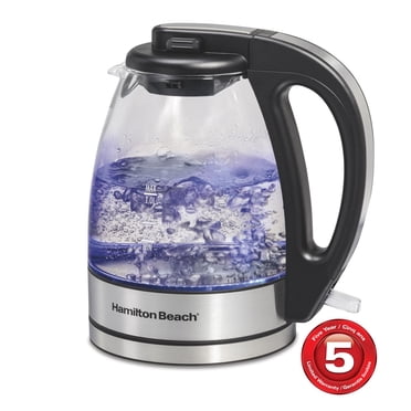 Hamilton Beach Electric Glass Kettle, 1 Liter Compact Cordless Electric Kettle with Soft Blue LED Illumination, 1500 Watts, 40930JC