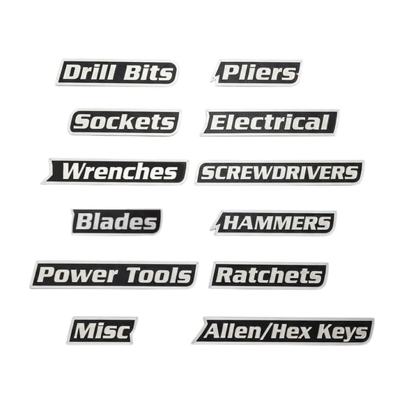 Tool Bag Category Product 12 Pack Toolbox Labels 3D Printed General Organization Reusable For Steel Toolboxes Carts Drawers Cabinets