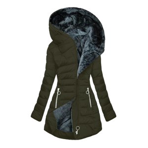 Women Attumn Winter Solid Composite Zipper Long Sleeve Jacket Pocket Outerwear Coat Women'S Parkas Green S