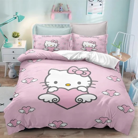 Lovely Hello Kitty Bedding Set Comforter Cover Set Digital Printed Bedding Suit EU/US Size Spring Comfortable Household Supplies