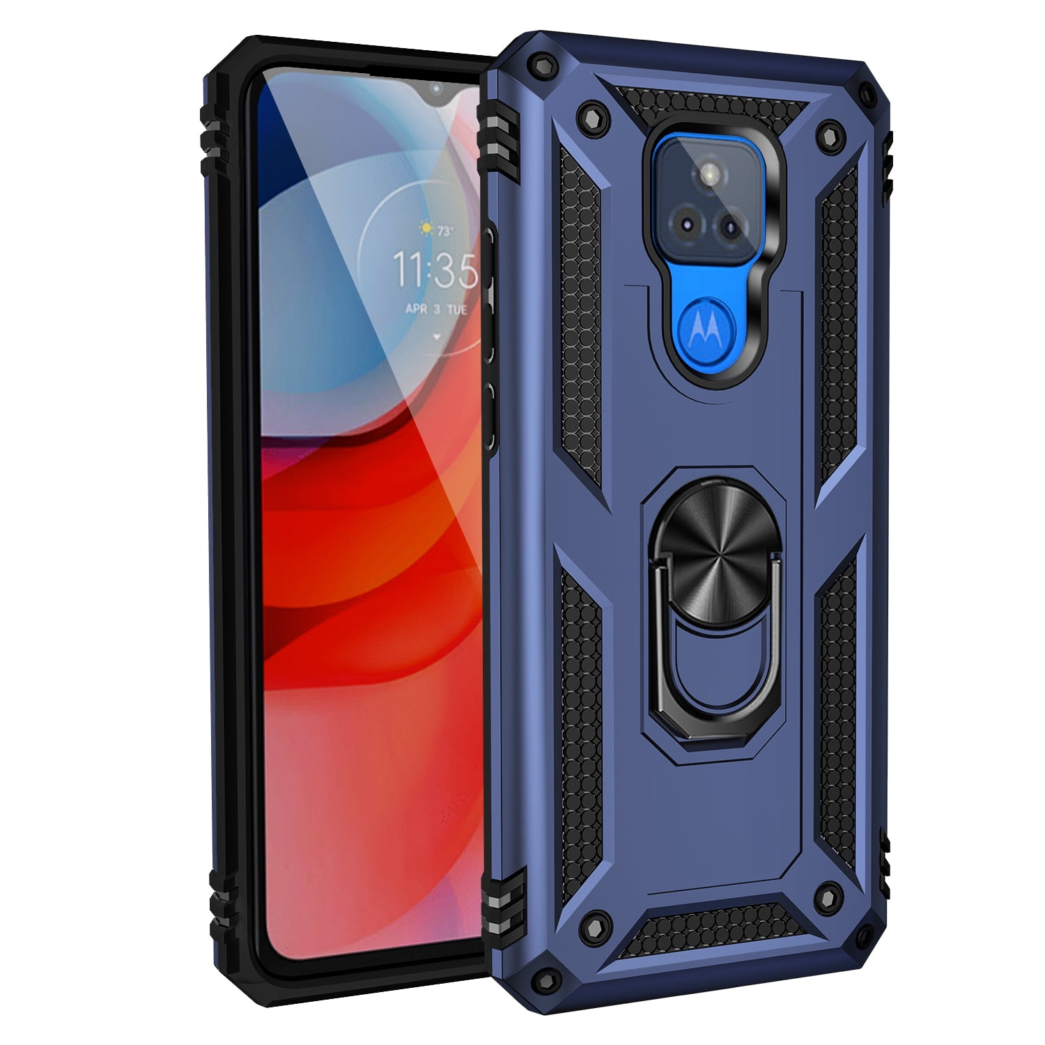 for Moto G Play Case for Phone Moto G Play 2021 Case Shockproof Armor Rugged Military Protective Car Holder Magnetic Cover armor case blue for Moto G Play 2021