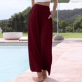 thumbnail image 2 of Kcodviy Women High Waisted Wide Pant Suits for Women Casual Wedding Guest Leg Pants Drawstring Elastic Drawstring Casual Pants Women Trousers Comfy Straight Leg Long Pants with Pockets, 2 of 6