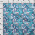 thumbnail image 3 of oneOone Polyester Lycra Teal Blue Fabric Check Patchwork Sewing Material Print Fabric By The Yard 56 Inch Wide, 3 of 5