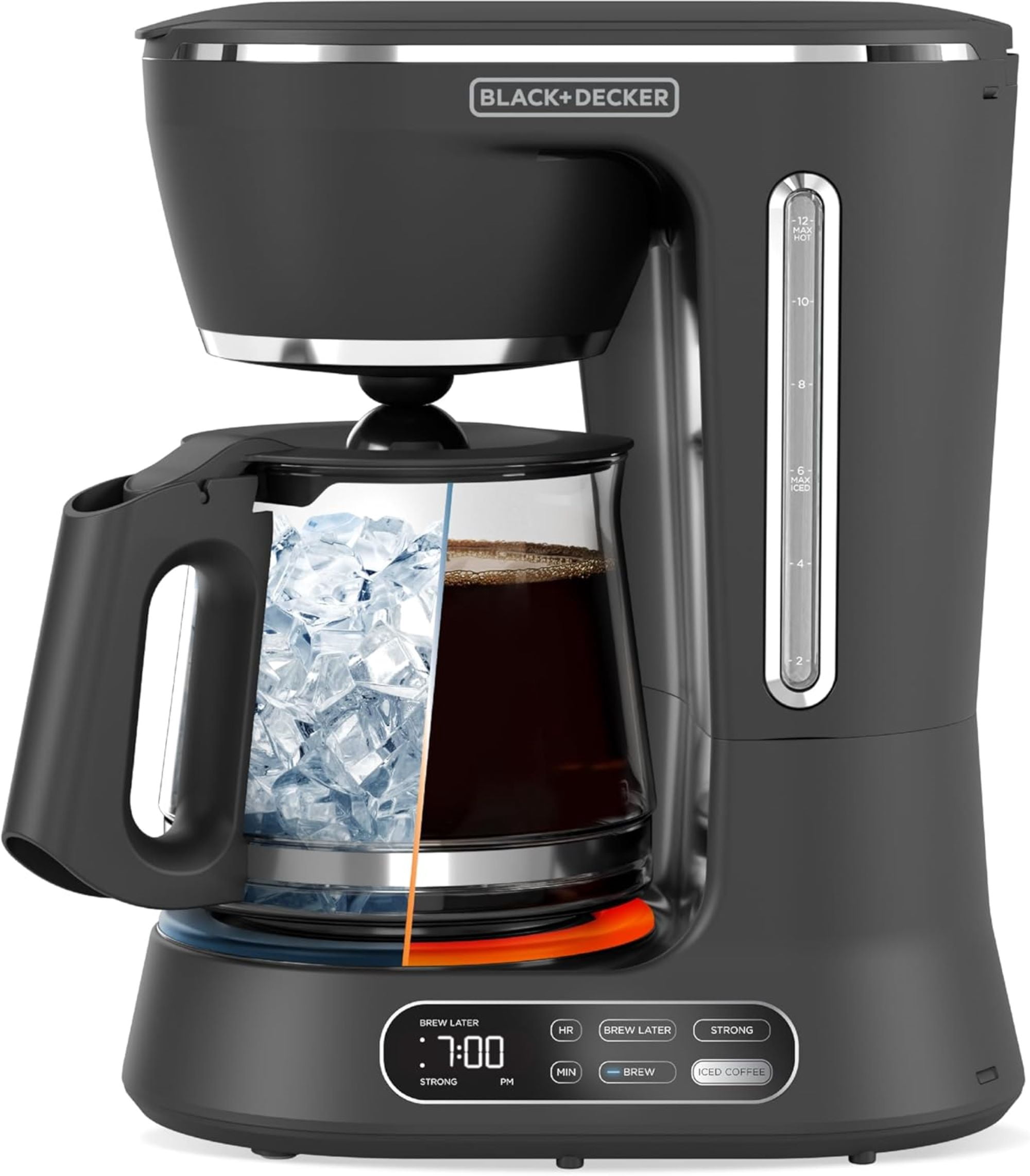 BLACK+DECKER Split Brew 12-Cup Digital Coffee Maker, Iced or Hot Coffee, Programmable, Quick Touch, Keeps Warm for 4 Hours