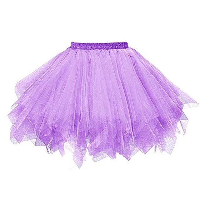 Ersazi Robe de Printemps pour Femmes en Liquidation Jupe Rétro à Enfiler en Fil Bouffant Jupe de Danse Demi-Jupe Violet TG