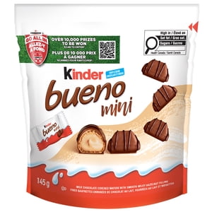 KINDER BUENO Mini Lait Chocolat Couvert de gaufrettes croustillantes à la crème de noisettes, 27 Enveloppés individuellement Mini Barres de Wafer par paquet, 145 g