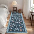 thumbnail image 2 of Garvee 2'x6' Modern Insect Floral Print Runner Rug, Mushroom Washable Rugs Indoor Carpet With Non-Slip Backing For Hallway Bedroom Kitchen, Blue, 2 of 7