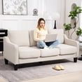 thumbnail image 2 of HOMCOM 3 Seater Sofa, Linen Fabric Couch with Pocket Spring, Beige, 2 of 10