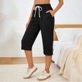 thumbnail image 2 of Fsgntruao Shorts Capris à Cordon pour Femmes, Couleur Unie, avec Poches, 2 of 6