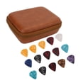 thumbnail image 1 of Guitar Pick Holder Case, Guitar Pick Bag Set Large Space EVA And Cloth  For Storage Brown With Strap, 1 of 8