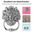 thumbnail image 3 of Antique Lion Head Door Knocker Front Door Handle Silver Tone Pull Ring, 3 of 7