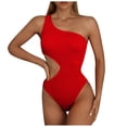 thumbnail image 1 of Cameland Women's Summer Skin-friendly Fashion Solid Color One Shoulder One-Piece Bikini Set, 1 of 5