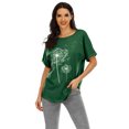 thumbnail image 3 of LUXUR Femmes Été Tops Pissenlit Impression T-shirt Manches Courtes T-shirt Mode Pull Col Rond Tee Green M, 3 of 3