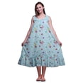 thumbnail image 1 of Bimba Robe de Nuit Mi-Mollet Bleu Bébé à Feuilles Florales et Roses pour Femmes, Coton Imprimé, Sans Manches, Robe de Nuit Maxi X-Small, 1 of 6