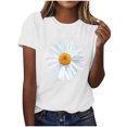 thumbnail image 2 of BVOFAR Hauts pour Femmes Été Tendance T-Shirts Graphiques Marguerite Décontractés Coupe Ample Blouses Col Rond Manches Courtes Chemises 2025, 2 of 4