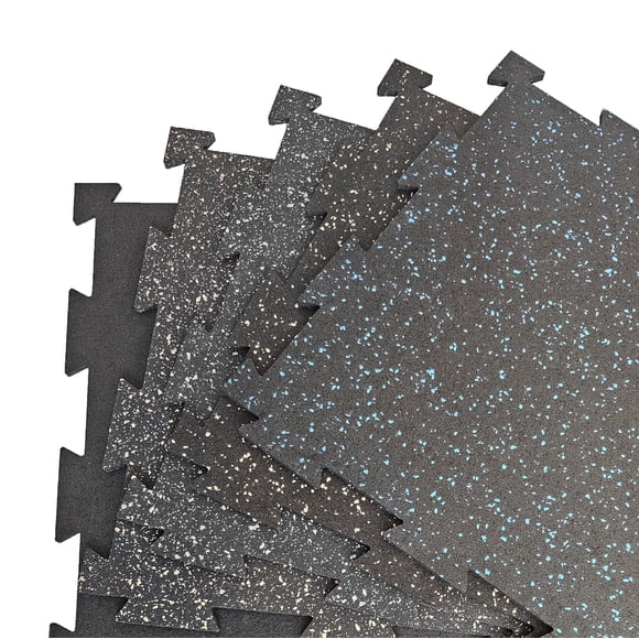 Rubber King Grey 8mm 19"x19" Recycled Rubber Tiles, 8 Pieces