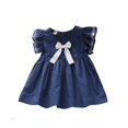 thumbnail image 1 of MesaSe MesaSe Robe d'Été Décontractée Mode Bébé Blanche Bleue Manches Courtes Nœud Princesse Douce Robe de Fête Vêtements pour Enfants, 1 of 6