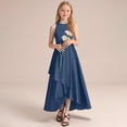 thumbnail image 2 of Robe Fille Robes Formelles Robe de Soirée Récital Performance Concours Élégante Sans Manches Filles Robe de Collation des Grades Bleu Foncé 11 Ans-12 Ans, 2 of 4