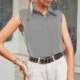 thumbnail image 4 of BVOFAR Women's Sleeveless Button Down Shirts Solid Color Casual Collared Tank Tops Work Business Blouses S-XXL, 4 of 8