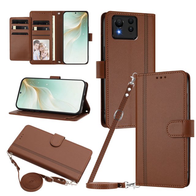 Book Style Wallet Cover for ASUS Zenfone 11 Ultra, Soft PU Leather, Brown
