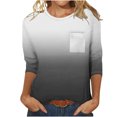 thumbnail image 1 of FAIWAD Womens 3/4 Sleeve Tunic Tops Color Block Round Neck Shirt Soft Lightweight Loose Top with Chest Pockets, 1 of 4