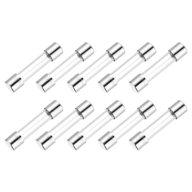 Uxcell 6A 250V Glass Fuses 5x20mm Time Delay Fuses Slow Blow Fuses, set of 10, featuring durable glass tubes with metal caps, ideal for household electrical protection devices, offering stable performance under complex current changes and reducing frequent replacements.