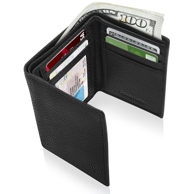 Trifold Wallets For Men RFID - Leather Slim Mens Wallet With ID Window Front Pocket Wallet Gifts For Men