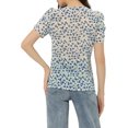 thumbnail image 3 of INSPIRE CHIC Women's Button Front Shirt Puff Short Sleeves Chiffon Floral Top Blue S, 3 of 5