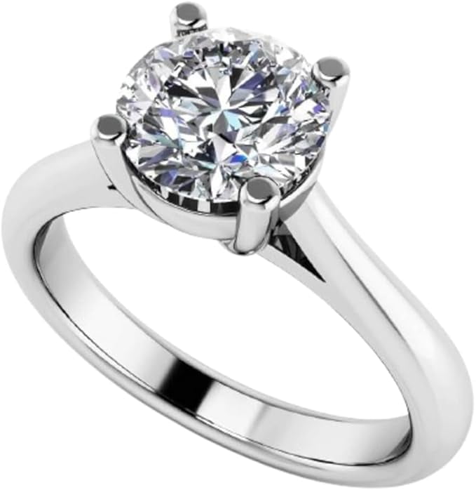 High Setting Rings Round Lab Grown Diamond Round Cut Solitaire Ring, 0.25ct (F-G, VS1), Four ...