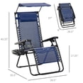 thumbnail image 3 of Outsunny Chaise Longue Pliable 2 Pcs avec Auvent Pare-Soleil, Bleu, 3 of 10
