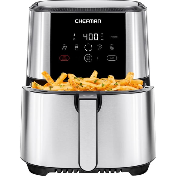 Chefman TurboFry Touch Air Fryer, Large 5-Quart Family Size, One Touch Digital Control Presets, French Fries, Chicken, Meat, Fish, Nonstick Dishwasher-Safe Parts, Automatic Shutof