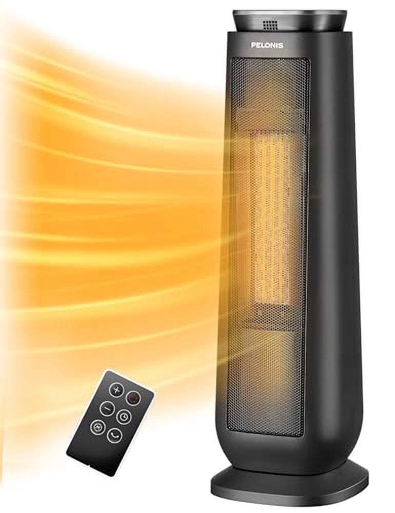 Pelonis Space Heater Portable for Indoor Use, 23 Inch Electric Heater with remote for Bedroom, 1500W PTC Fan Heater with Overheating&amp; tip-over Protection, Quiet, Energy Efficient,