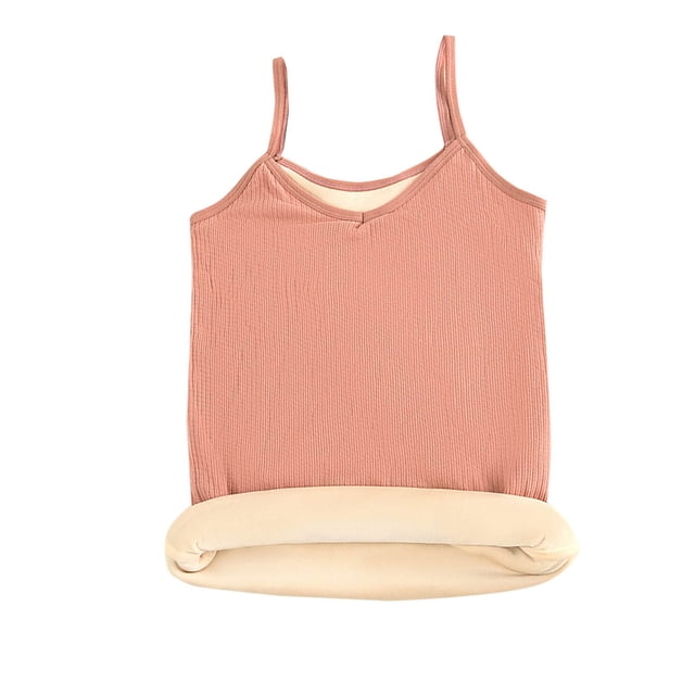 Summer Savings! SROBPTY Kids Sleeveless Shirts Tops, Middle Aged Girls' Solid Color Base Underwear with Thick Velvet To Cold Student Spring and Small Suspender Inner and Outer Pink, 15-18Years