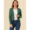 thumbnail image 4 of INSPIRE CHIC Blazer Mince à Rayures pour Femme à Revers Cranté Décoré de Boutons m Vert, 4 of 6