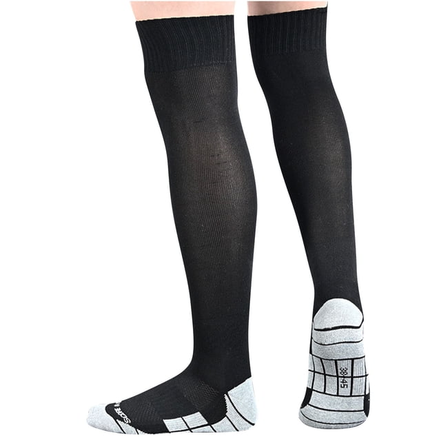 RXIRUCGD Children's Sports Socks Solid Color Football Socks High Tube Socks Knee High Socks( Black, Size:S )