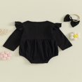thumbnail image 3 of Infant Baby Girl Boy Rompers Newborn Long Sleeve Jumpsuits Bodysuits with Headband Set, 3 of 7