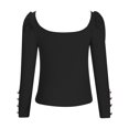 thumbnail image 4 of AherBiu Womens Blouses Trendy Long Sleeve Comfy Tops Ribbed Knitted Slim Tight Stretchy Fall Shirts, 4 of 7