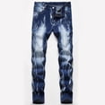 thumbnail image 1 of CEHVOM Jeans Slim Tendance pour Hommes, Extensibles, Imprimé Couleur Claire, 1 of 1